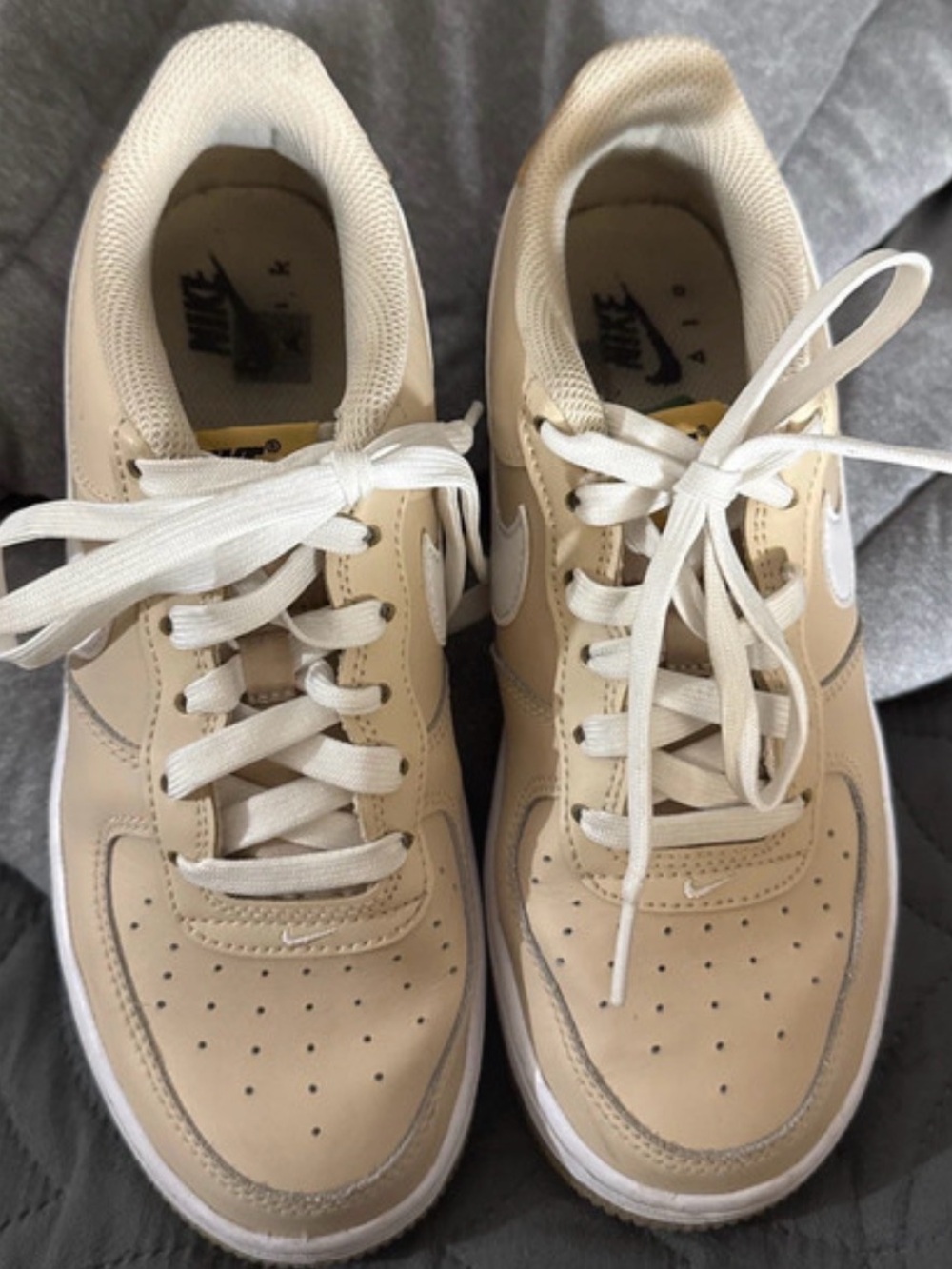 Nike Cream Leather Sneakers with White Swoosh